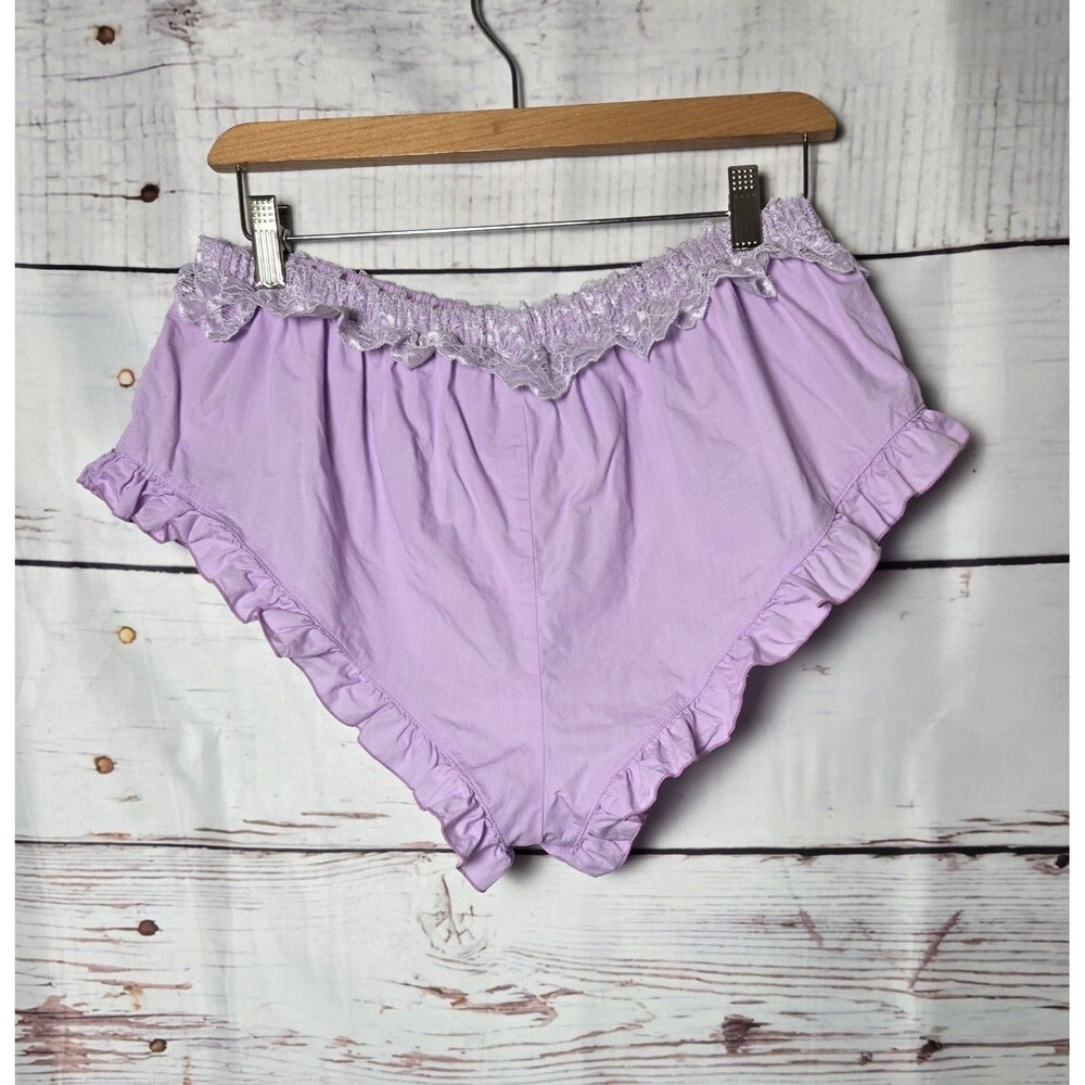 Free People Intimately Ruffle Womens Shorts M Purple Ruffle Lace Trim Pajama